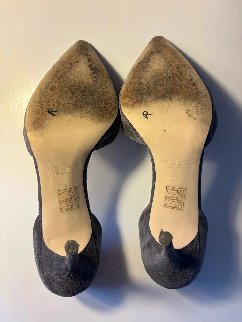 J. Crew Gray Suede D'Orsay Pointed-Toe Heels with Bow